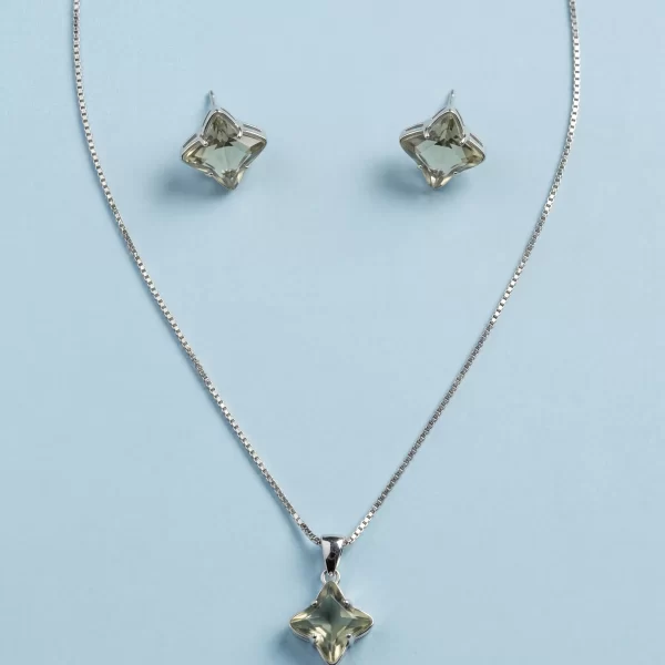 Celeste Cushion Gem Pendant Set