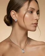 Regal Emerald Halo Pendant Set - Image 3