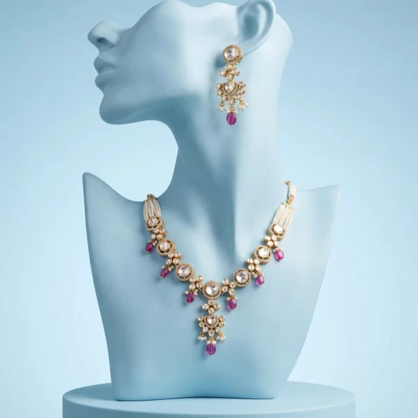 Kundan Ruby Drop Necklace